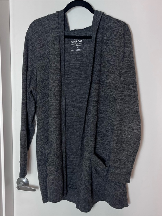 torrid Sweaters - Torrid Super Soft Hooded Plush Open Front Cardigan Charcoal Gray Size 2X